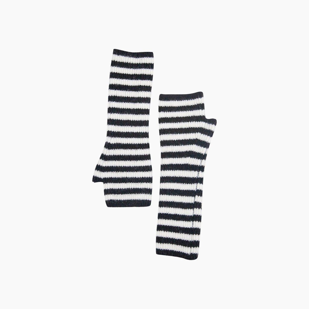 Black/White Long Striped Wrist Warmer: One Size