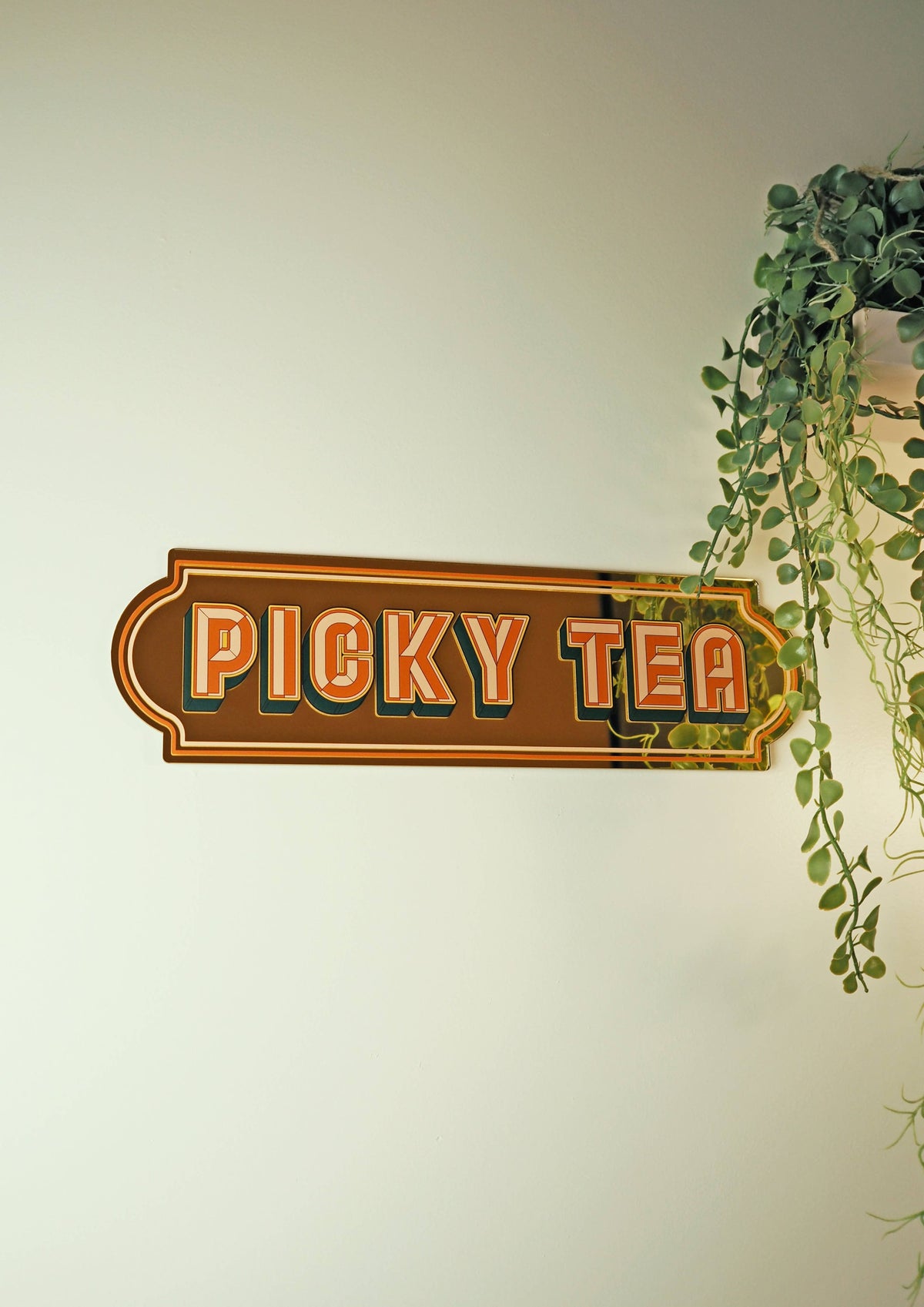 Picky Tea Rectangle Sign - Warm Gold 40cm x 11cm