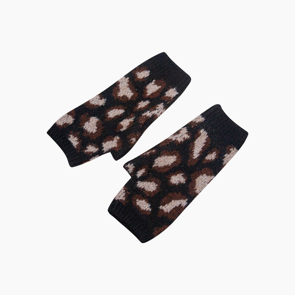 Leopard Print Wrist Warmer in Black: One Size