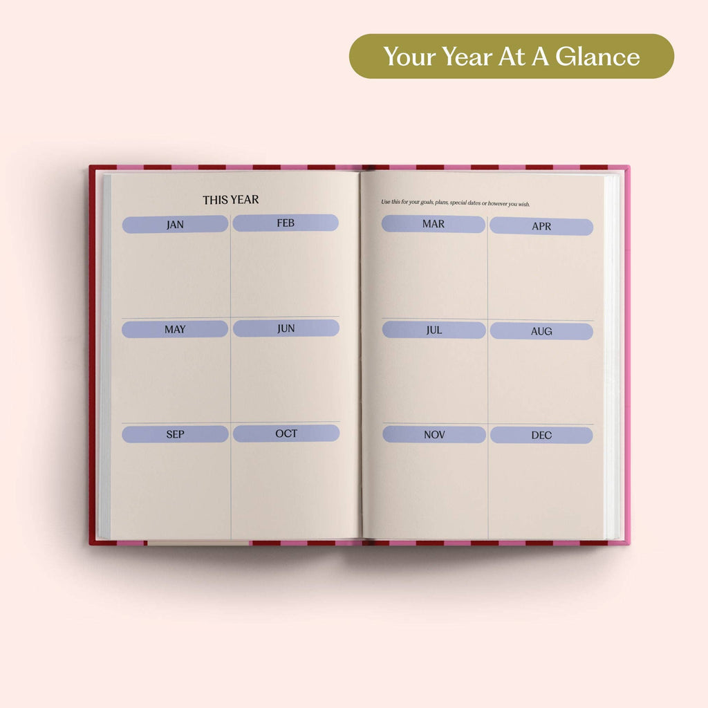 2027 Diary | A5 Hardcover Week to View | Pink & Red Stripe