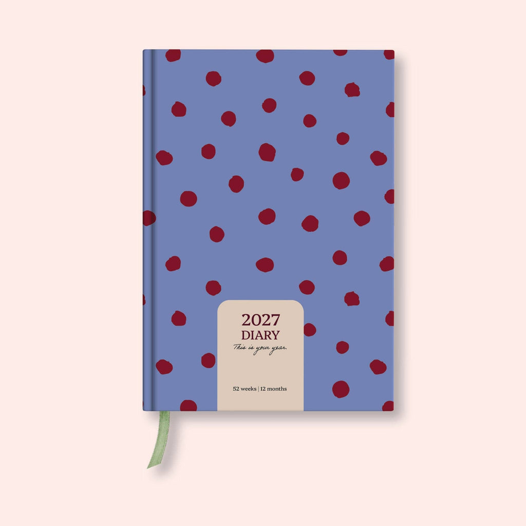 2027 Diary | A5 Hardcover Week to View | Purple Polka