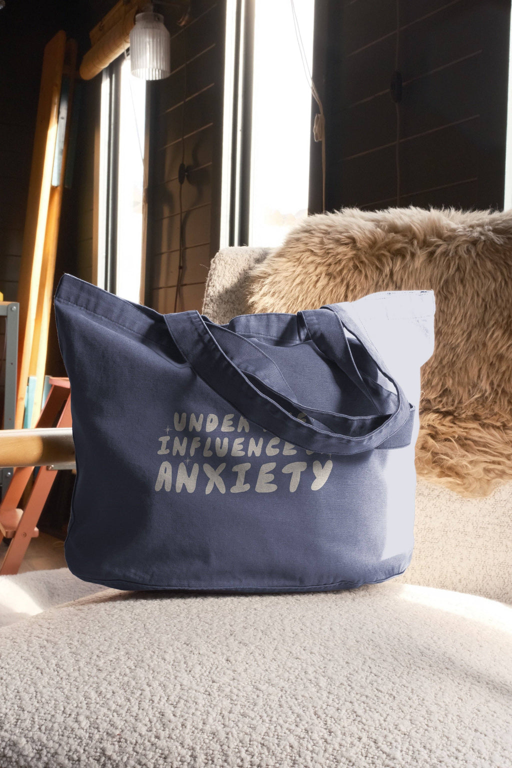 Under The Influence Of Anxiety | Tote Bag: Vintage Denim