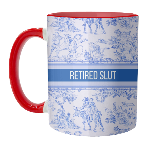 Mugs 'Retired Slut' by Lilly Rose: Mug Colour Inner & Handle 11oz - Black