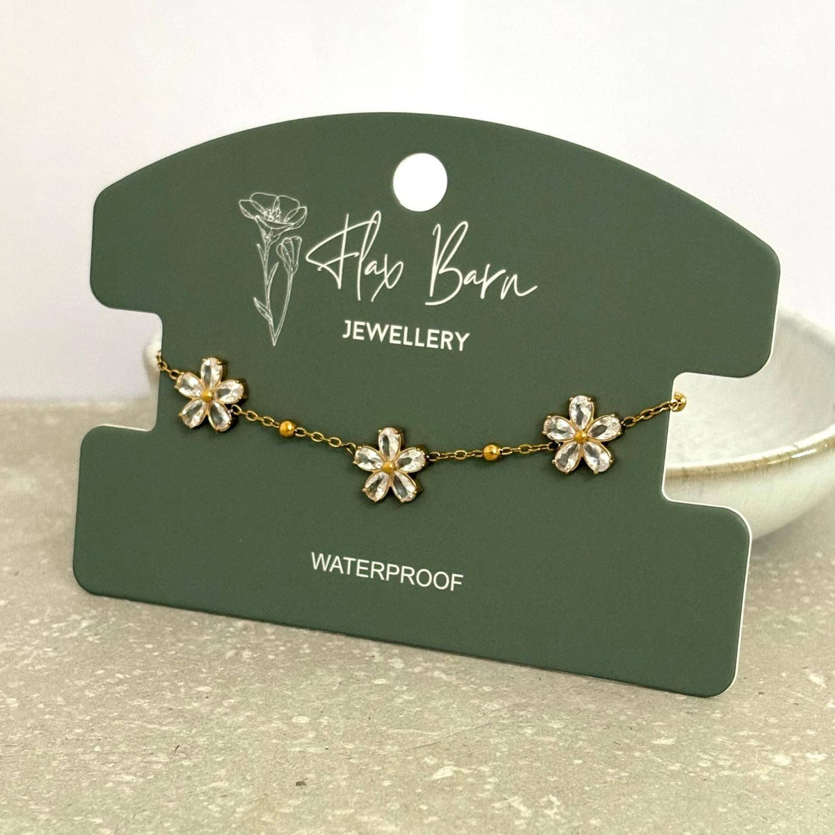 Tarnish Resistant Zirconia Flower Bracelet