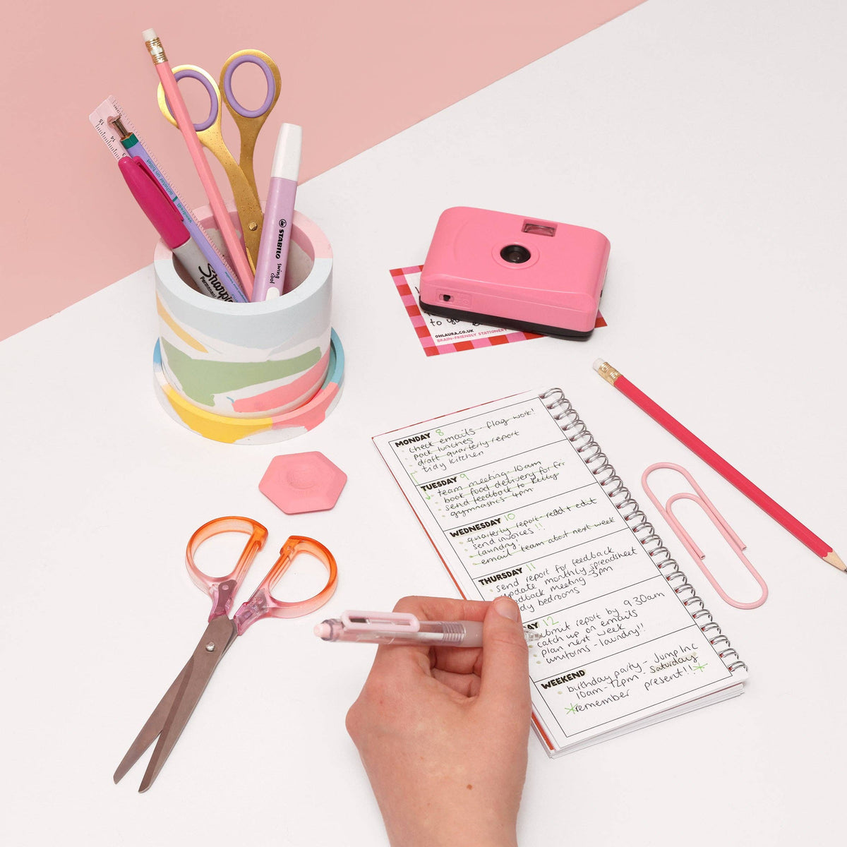 Ringbound Week Planner - Pink & Orange