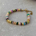 Tarnish Resistant Stone And Gold Beaded Bracelet: Multicolor