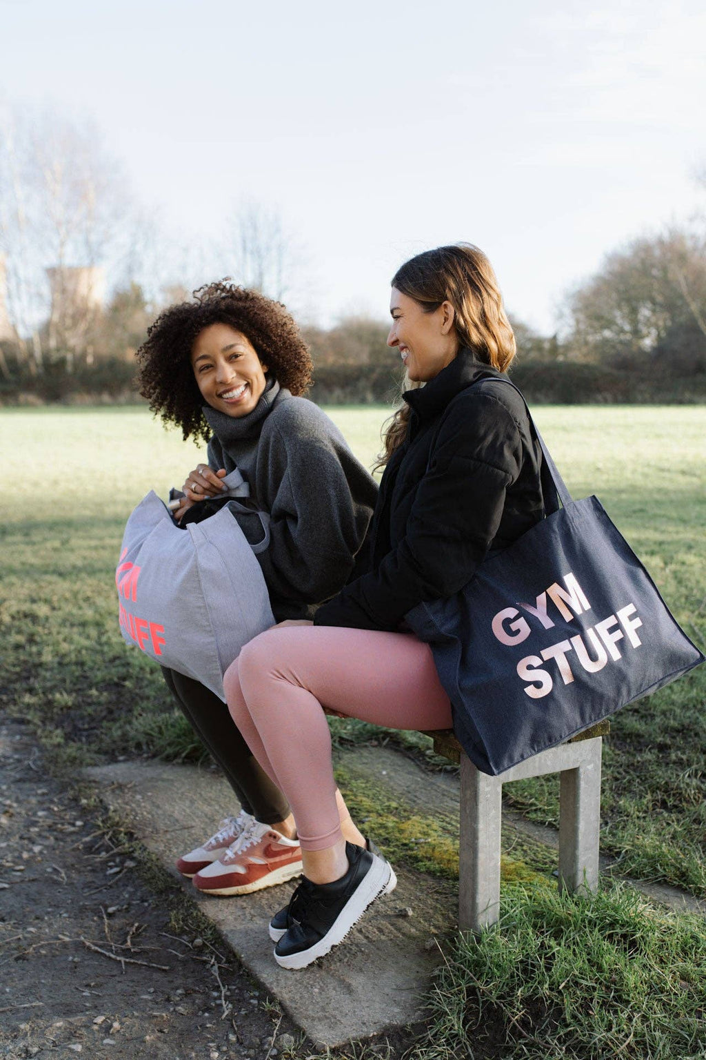 DENIM TOTE BAG WITH ROSE GOLD PRINT: MUM STUFF