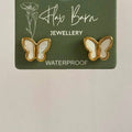 Tarnish Resistant Pearlescent Butterfly Studs