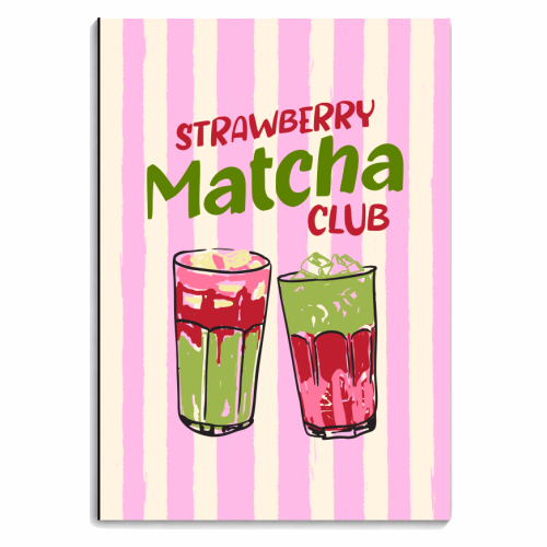 Notebooks 'Strawberry Matcha Club Preppy Stripes Illustratio