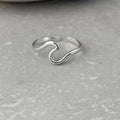 Tarnish Resistant Wave Open Ring: Silver