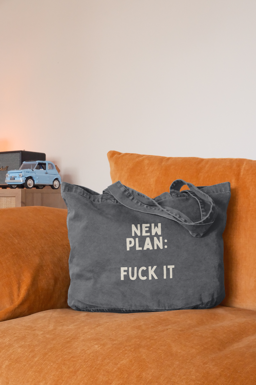 New Plan: Fuck It | Tote Bag: Vintage Black