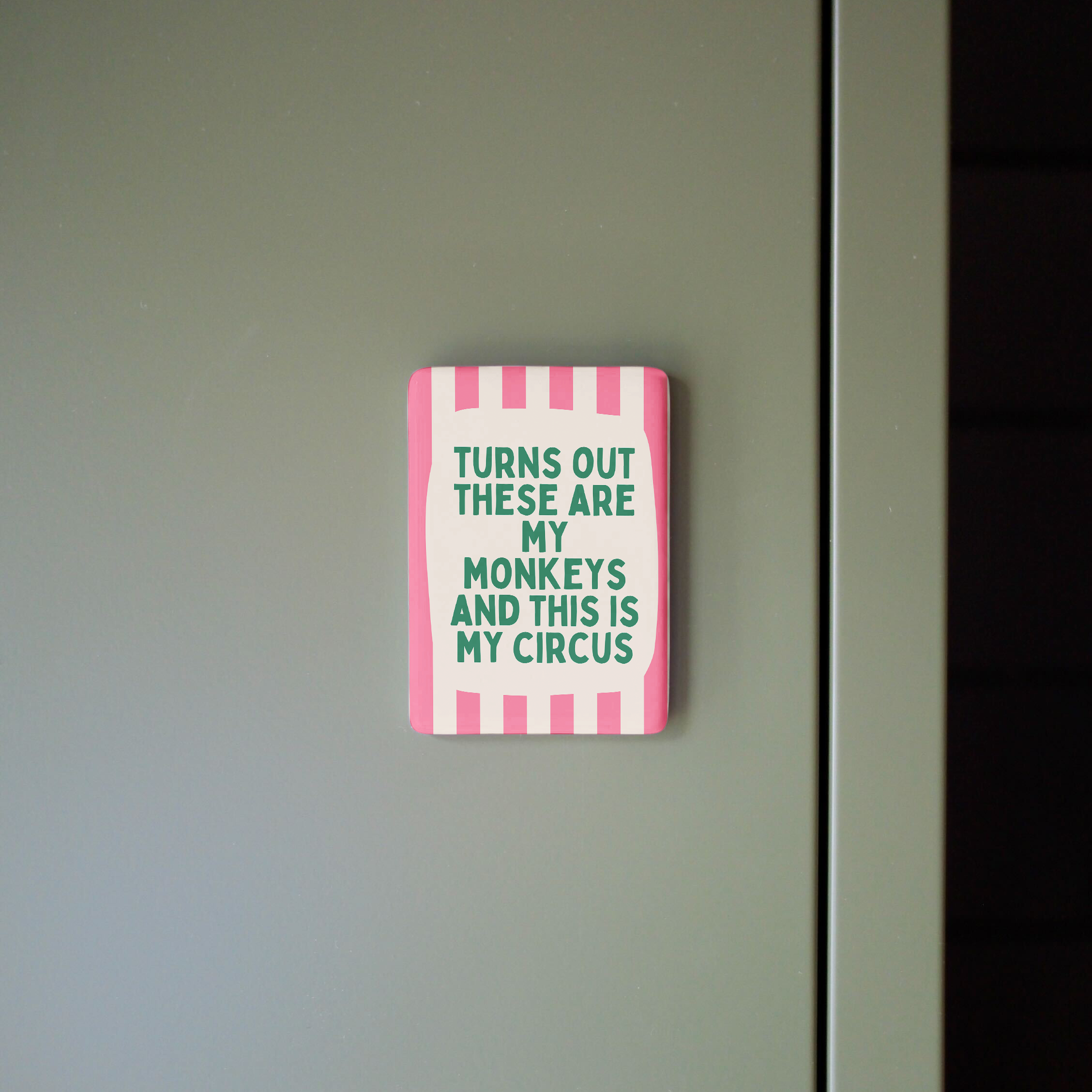 Turns Out These Are My Monkeys | Ceramic Magnet: Teal & Blush Pink
