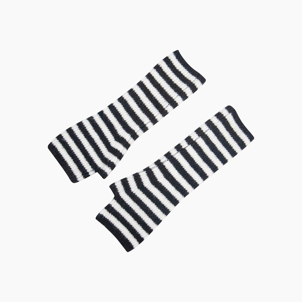 Black/White Long Striped Wrist Warmer: One Size