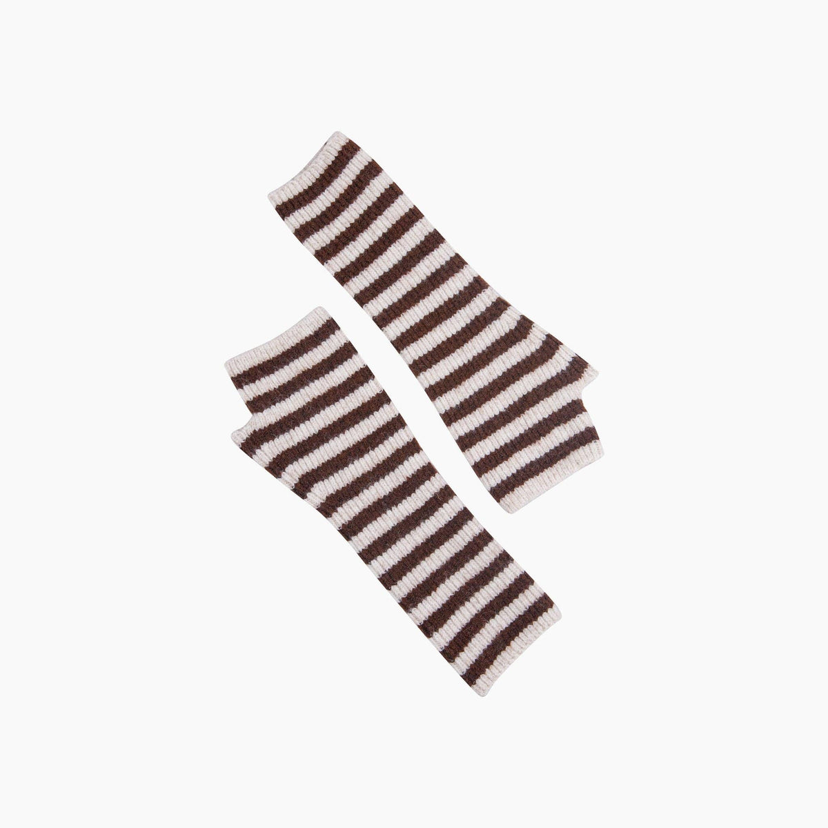 Cream/Brown Long Striped Wrist Warmer: One Size