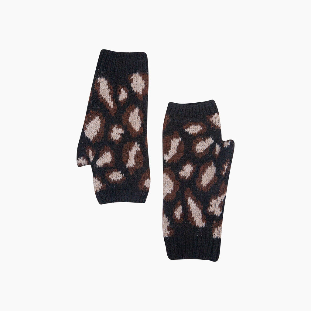 Leopard Print Wrist Warmer in Black: One Size