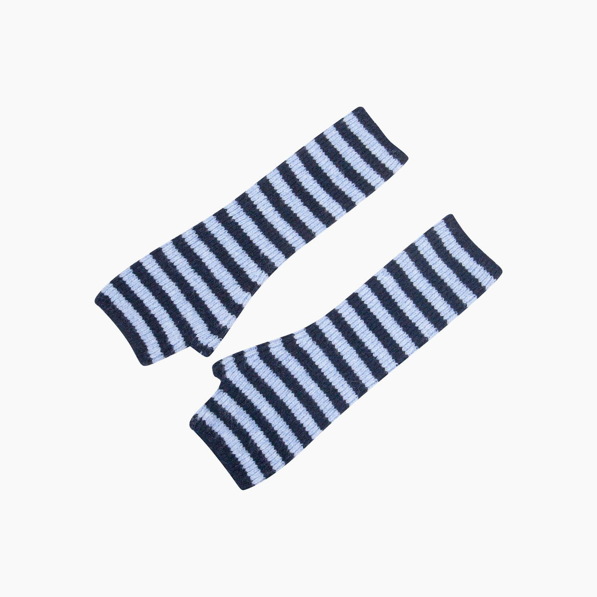 Navy Blue/Denim Blue Long Striped Wrist Warmer: One Size