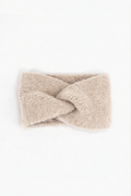Textured Knitted Headband in Beige: One Size