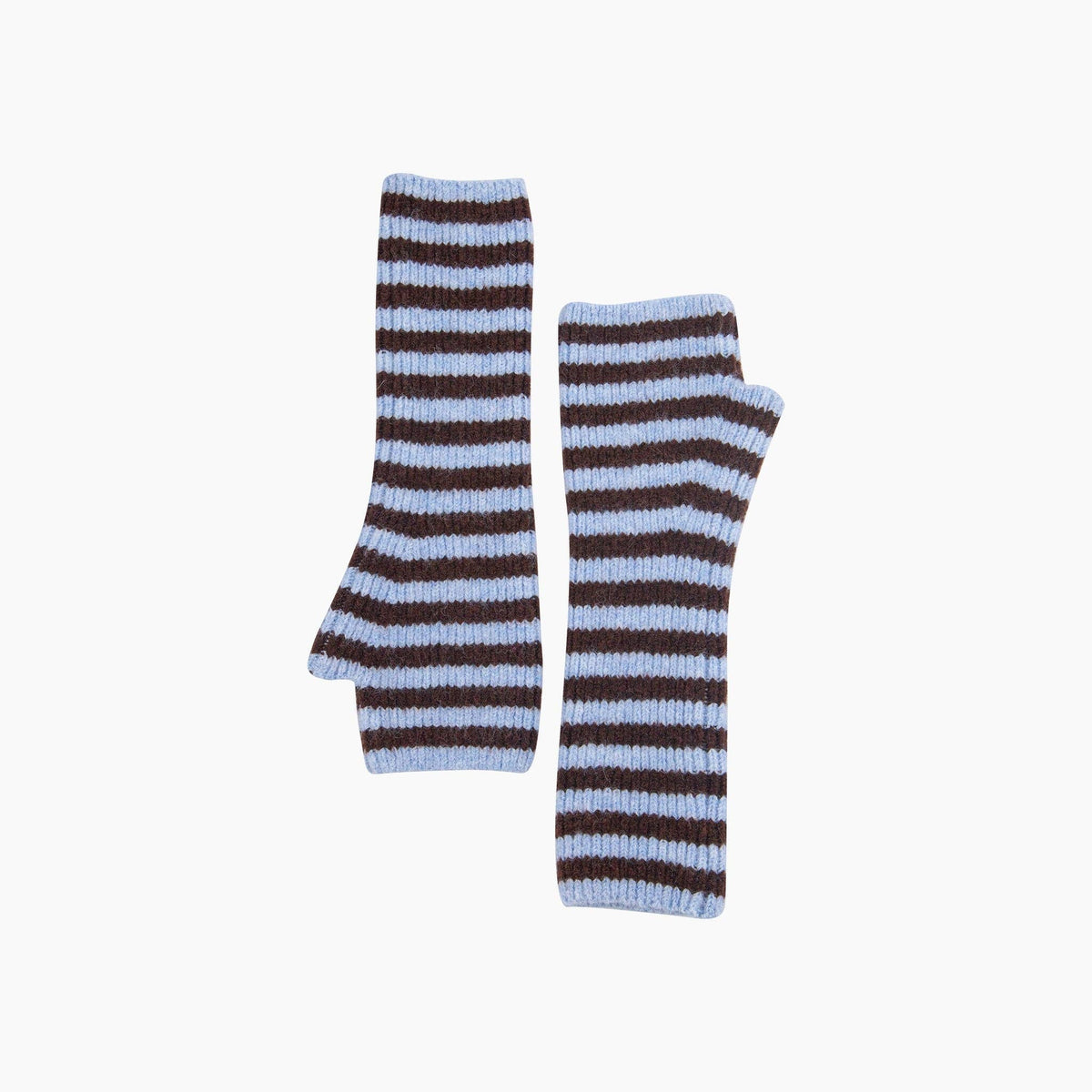 Brown /Blue Long Striped Wrist Warmer: One Size