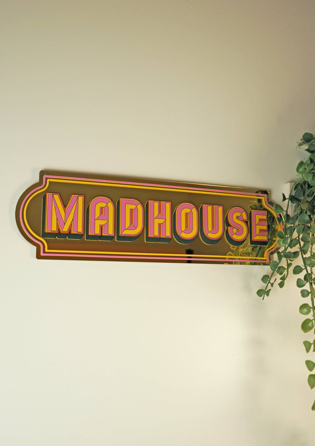 Madhouse Rectangle Sign - Warm Gold: Small 28cm x 8cm