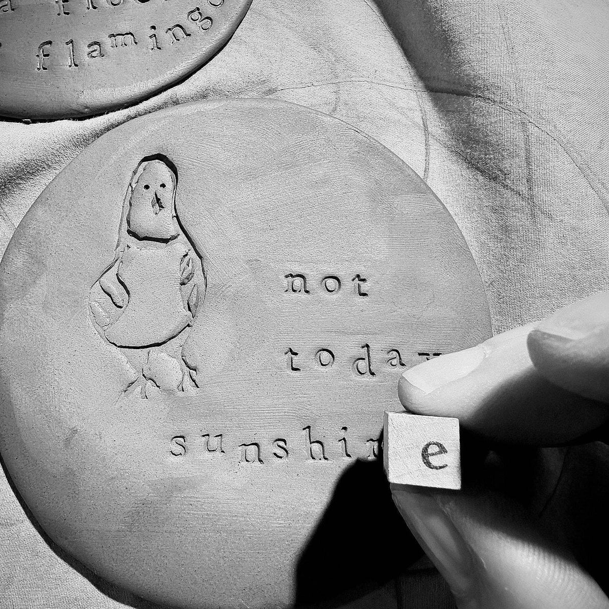 Ceramic Pigeon Trinket Dish - Not Today Sunshine!: Pink