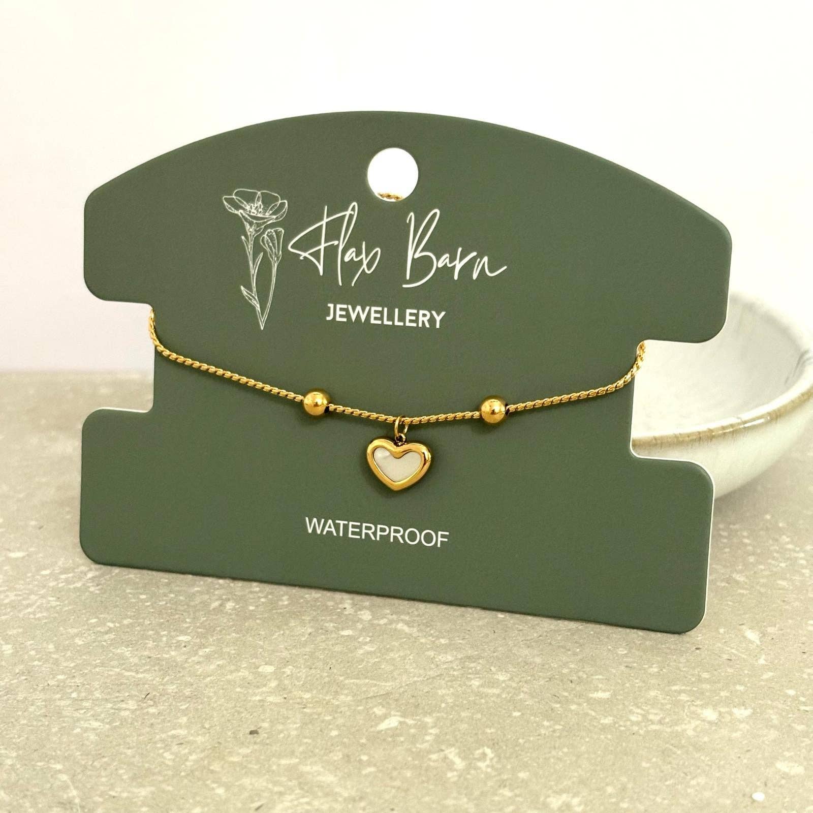 Tarnish Resistant Pearlescent Heart Bracelet