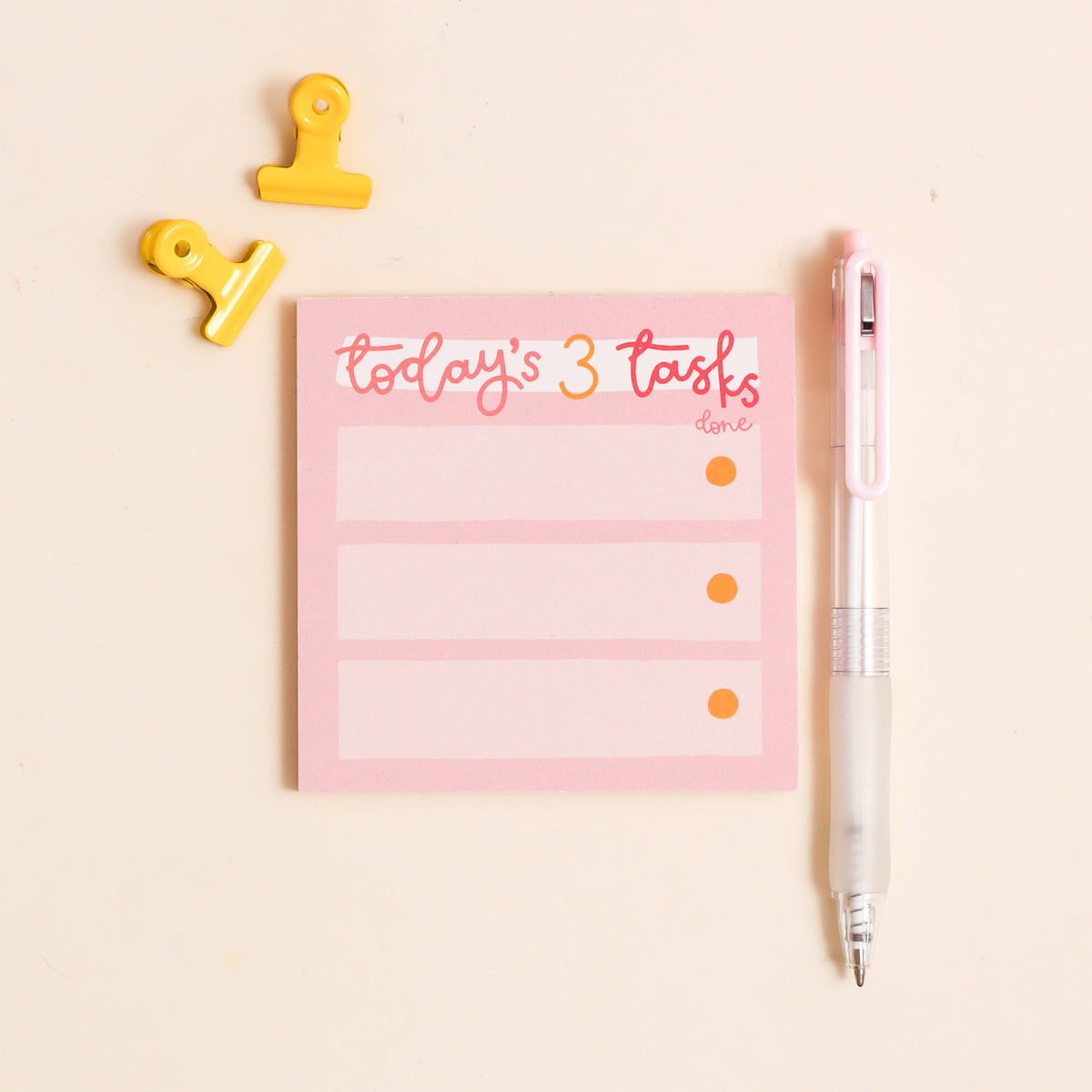 Memo pad - today's 3 tasks
