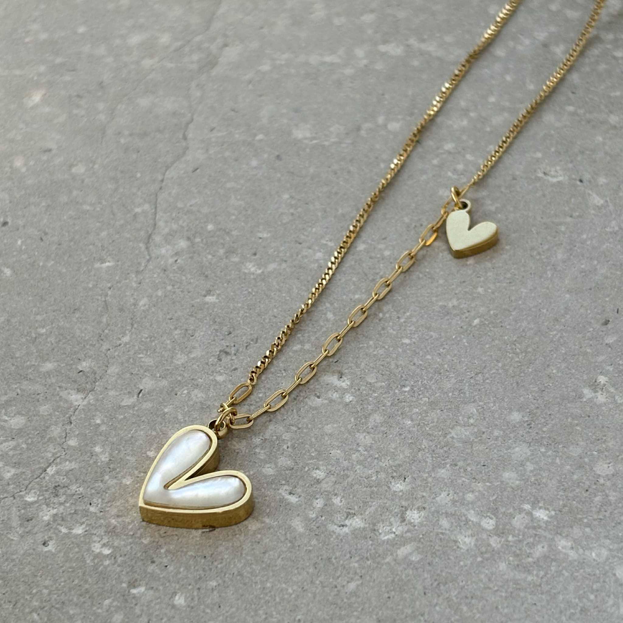 Tarnish Resistant Pearlescent Heart Necklace