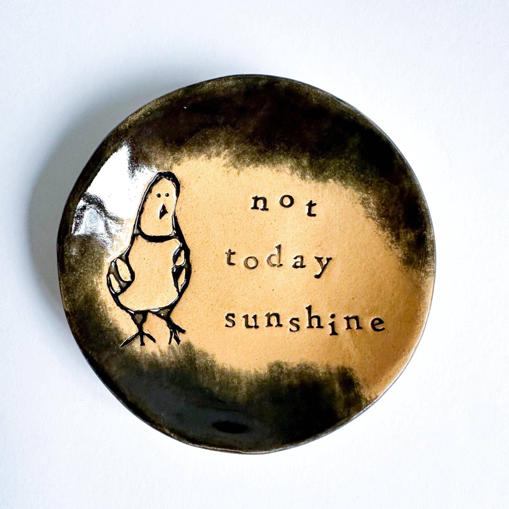 Ceramic Pigeon Trinket Dish - Not Today Sunshine!: Black