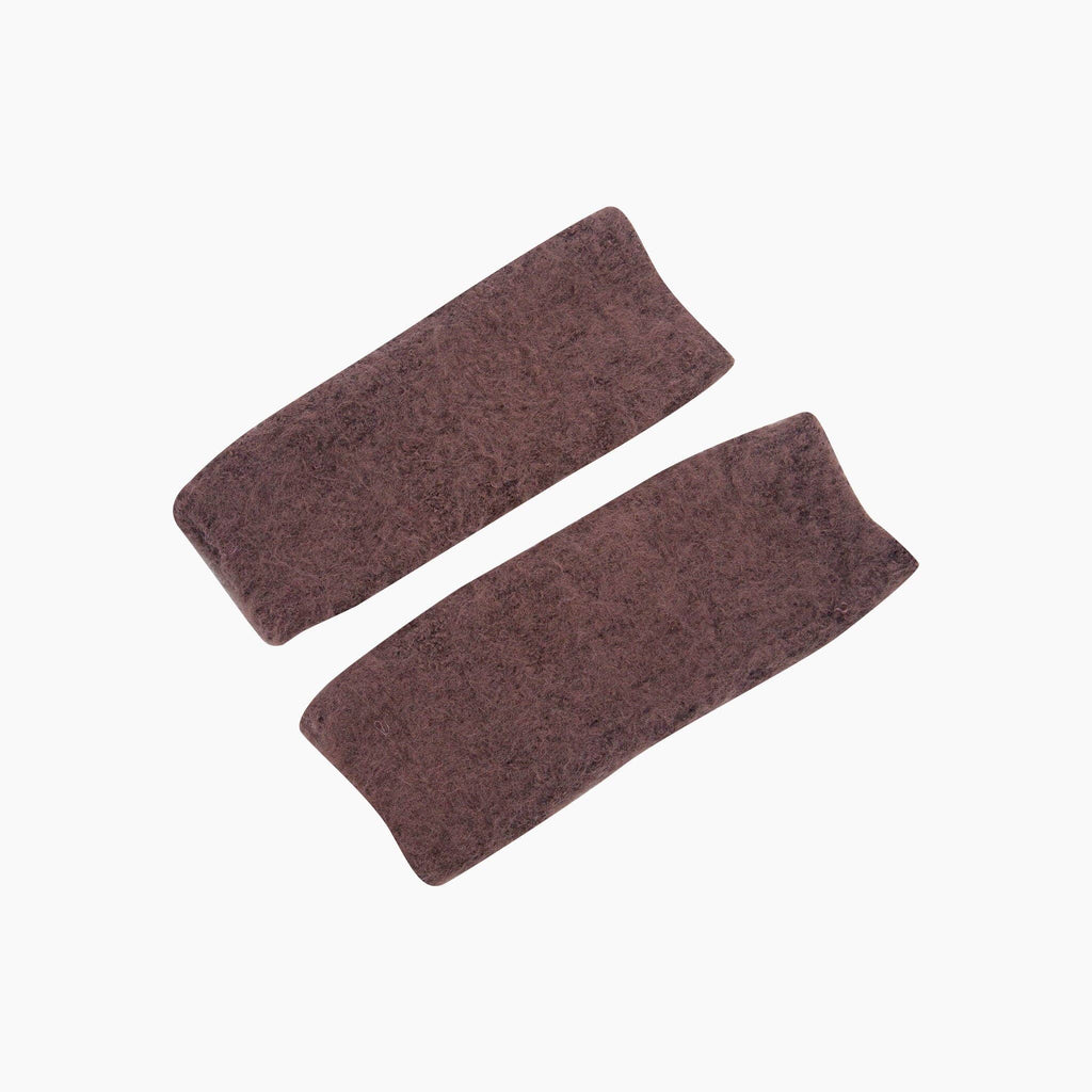 Textured Knitted Wrist Warmers in Brown: One Size