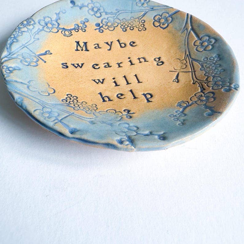 Maybe Swearing Will Help - little ceramic dish. Made in Wales. Free UK delivery: Pink