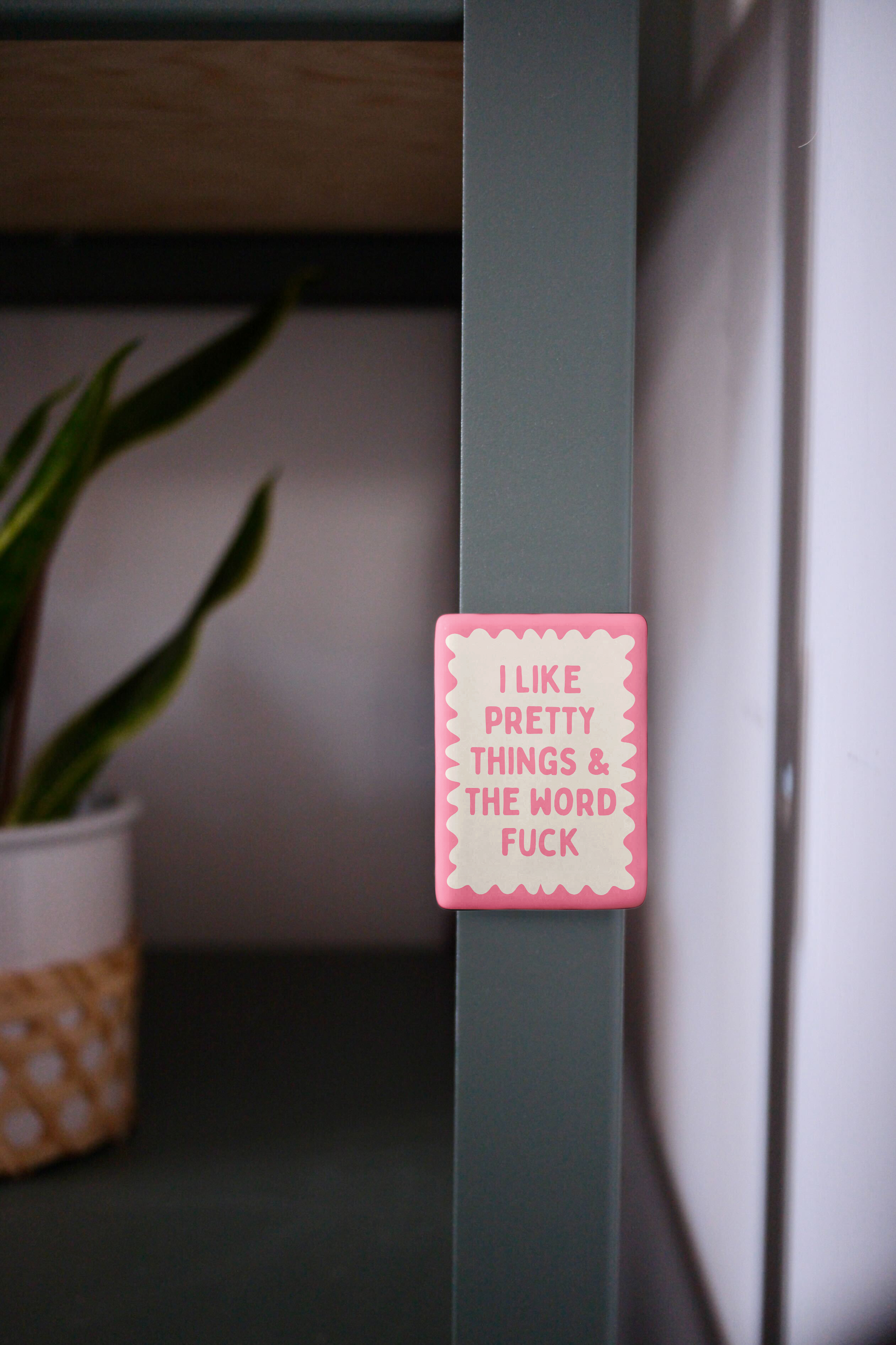 I Like Pretty Things & The Word Fuck | Ceramic Magnet: Blush Pink