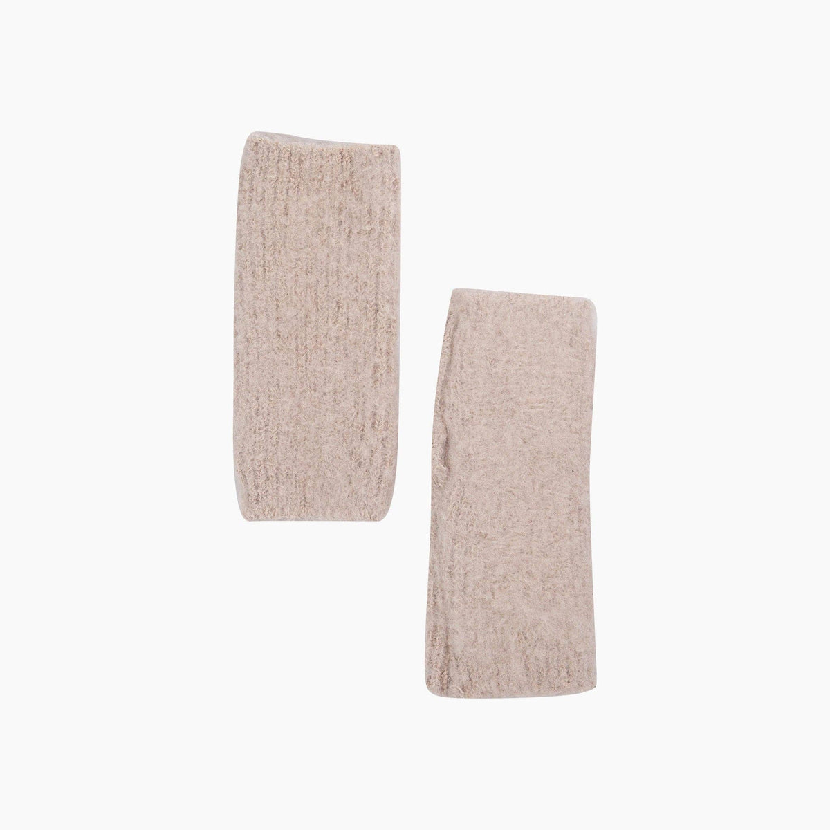 Textured Knitted Wrist Warmers in Beige: One Size