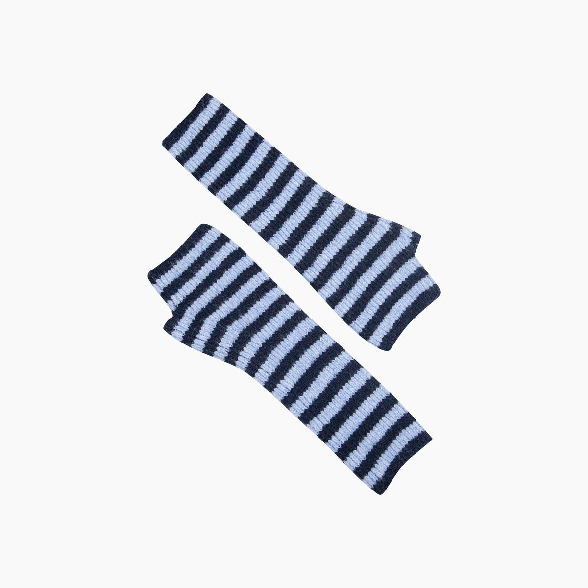 Navy Blue/Denim Blue Long Striped Wrist Warmer: One Size