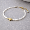Tarnish Resistant Pearl and Heart Bracelet