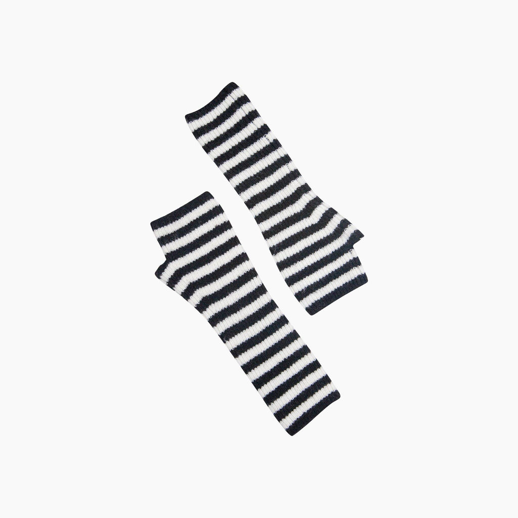 Black/White Long Striped Wrist Warmer: One Size