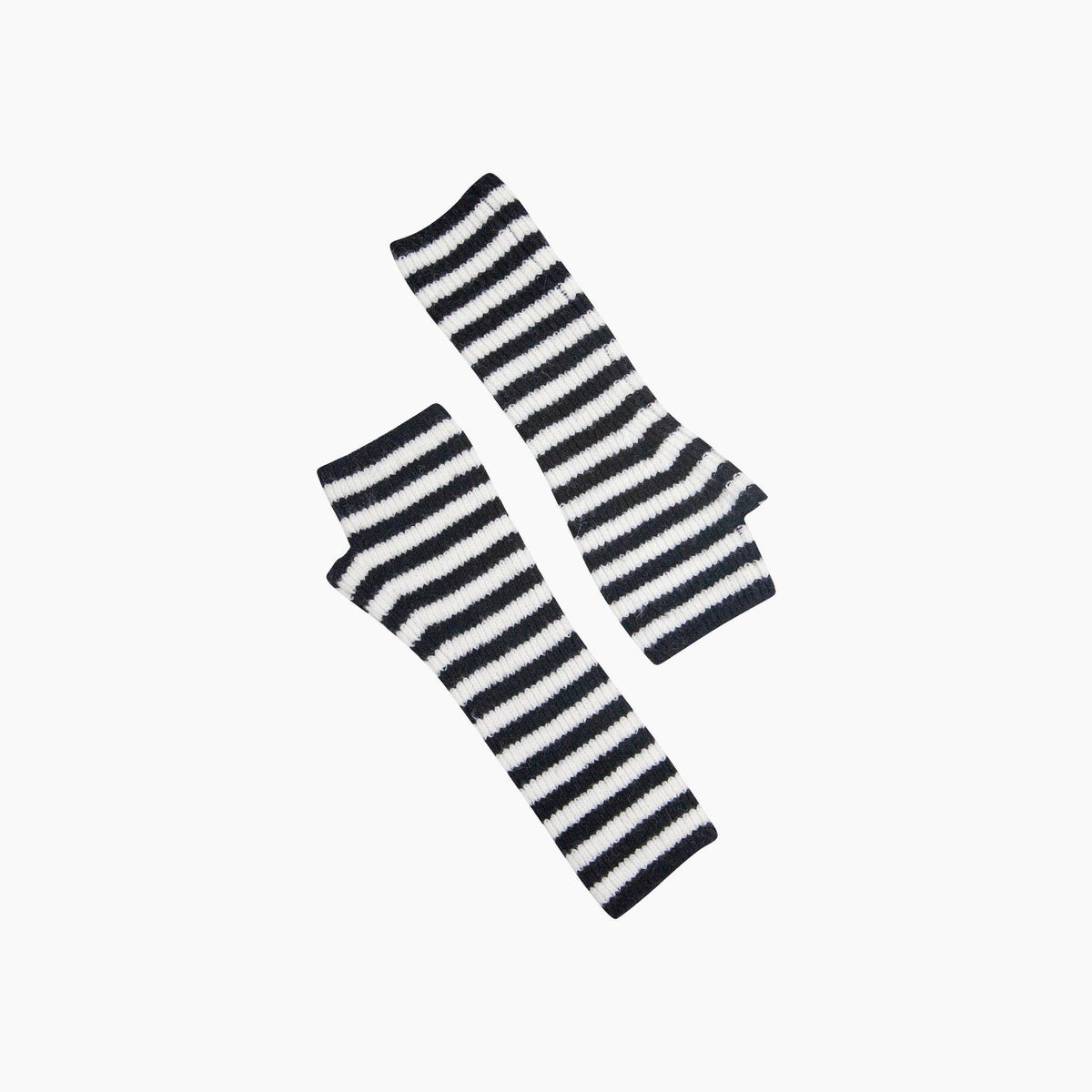 Black/White Long Striped Wrist Warmer: One Size
