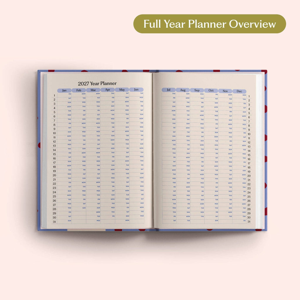 2027 Diary | A5 Hardcover Week to View | Purple Polka