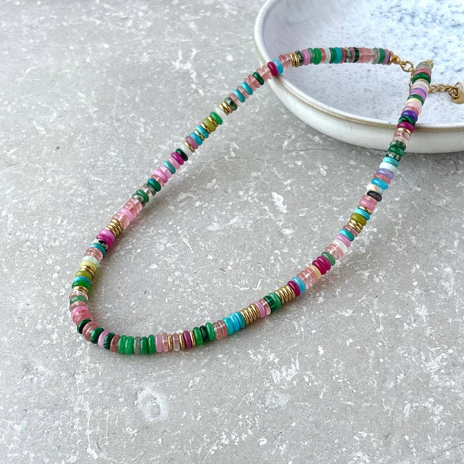 Tarnish Resistant Multi-Colour Stone Beaded Necklace