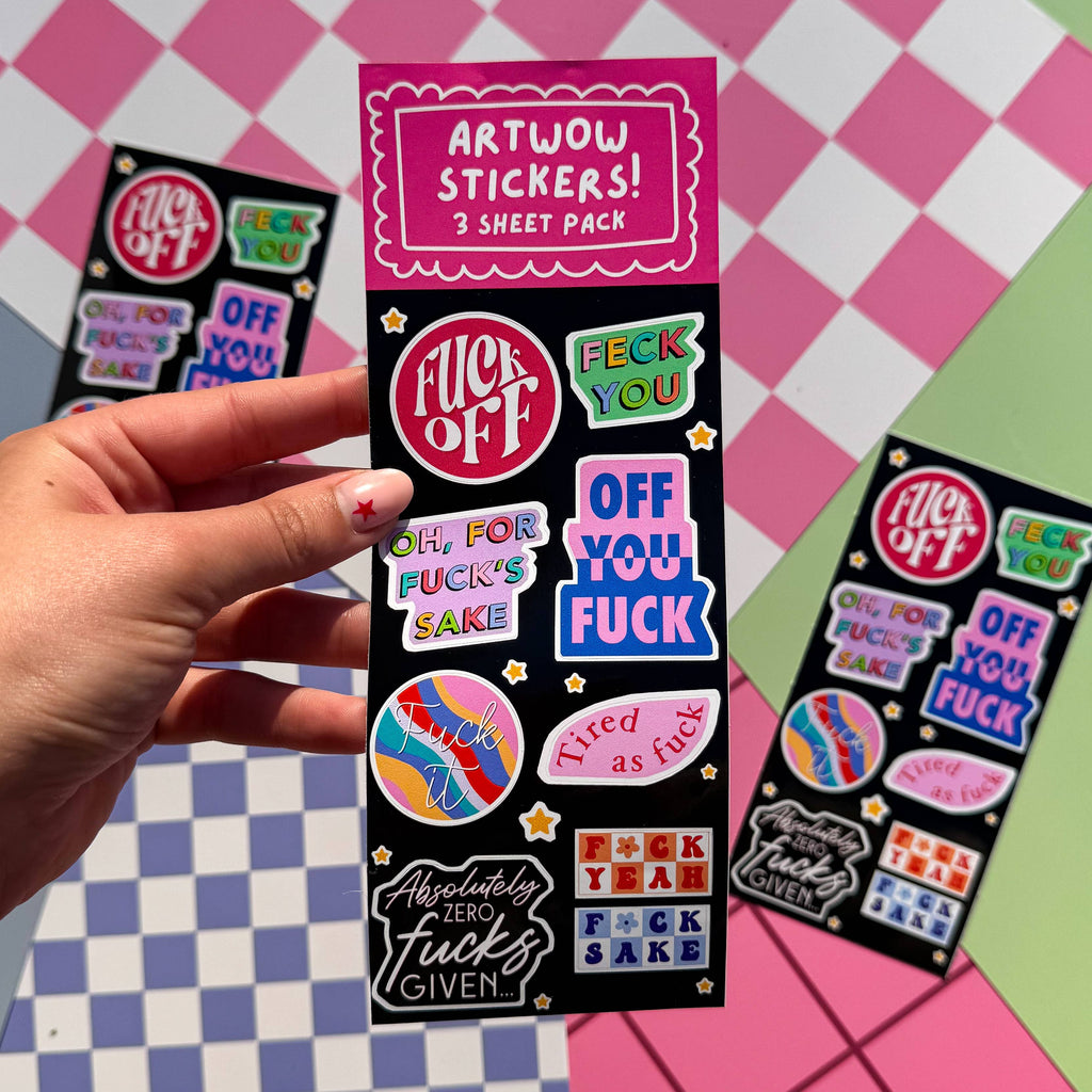 Sticker Pack 'Fuck off typography print'