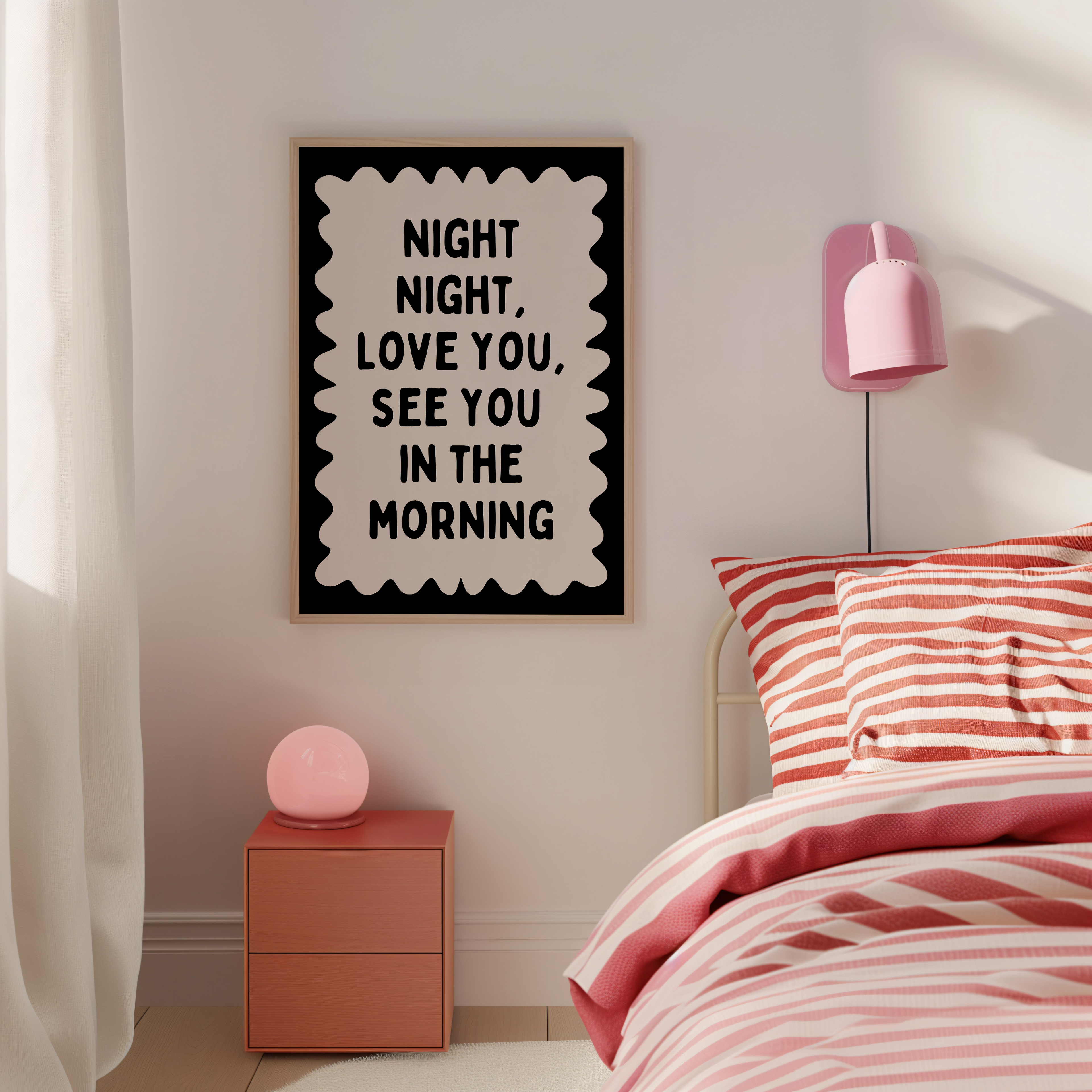 Night Night, Love You | Black and Cream | Art Print: Lustre / A3