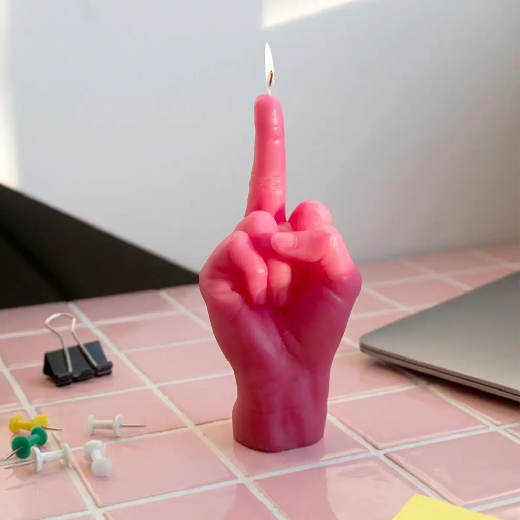 CandleHand Small Gesture Candle F You Pink CandleHand
