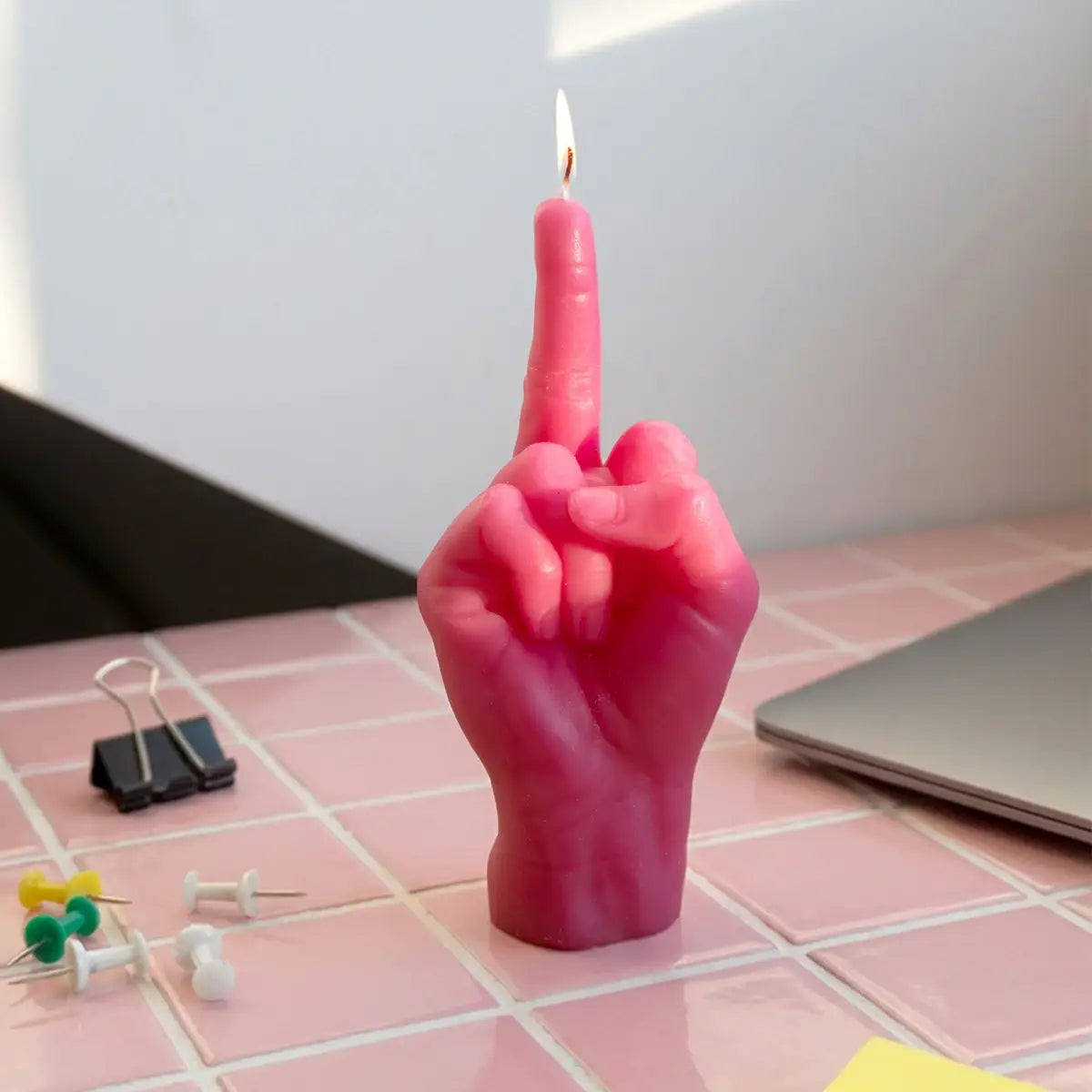 CandleHand Small Gesture Candle F You Pink CandleHand