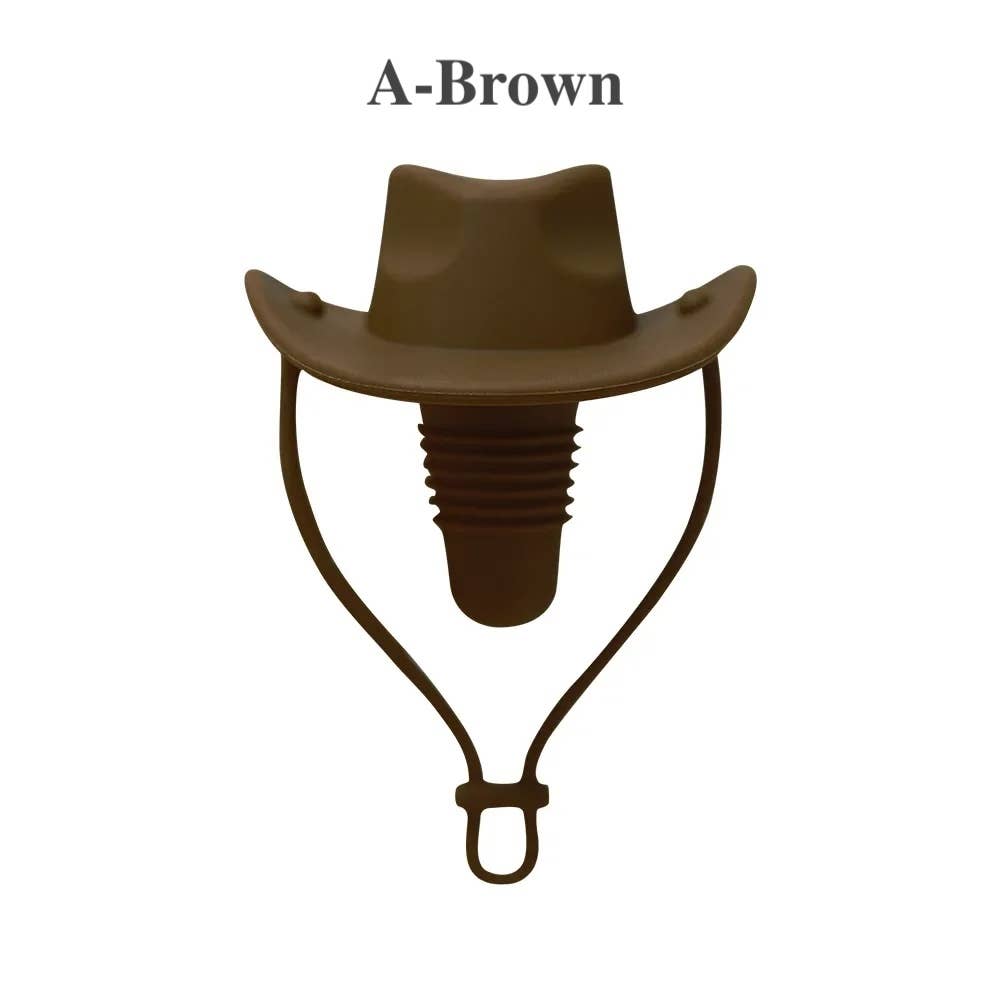 Creative Silicone Cowboy Hat Wine Stopper: A Brown