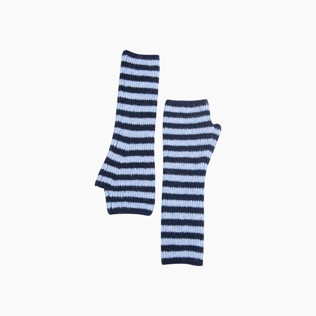 Navy Blue/Denim Blue Long Striped Wrist Warmer: One Size