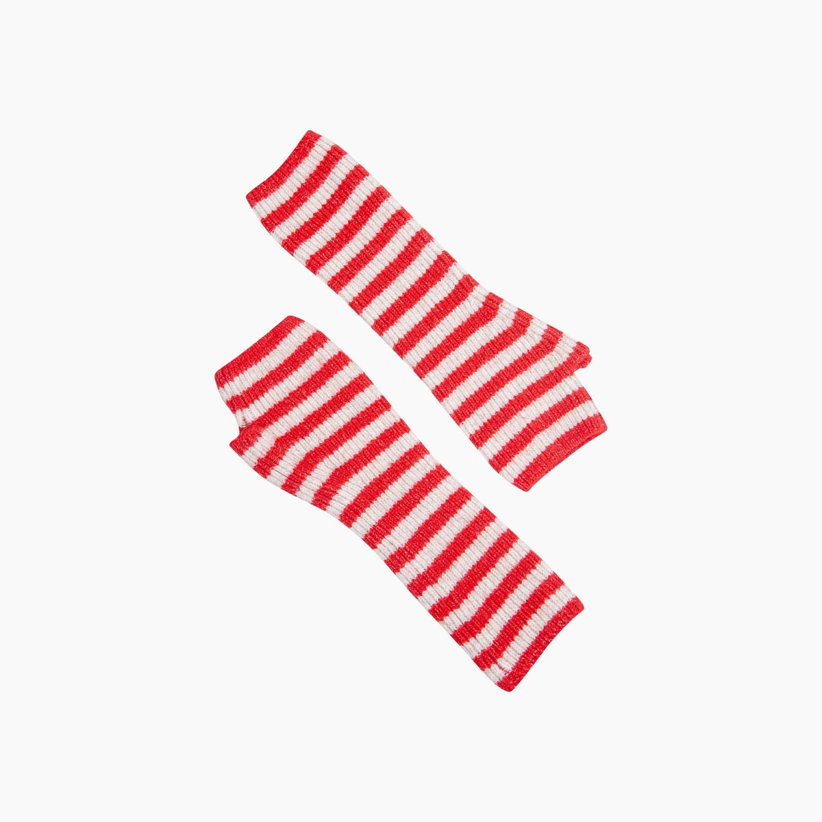 Red/Cream Long Striped Wrist Warmer: One Size