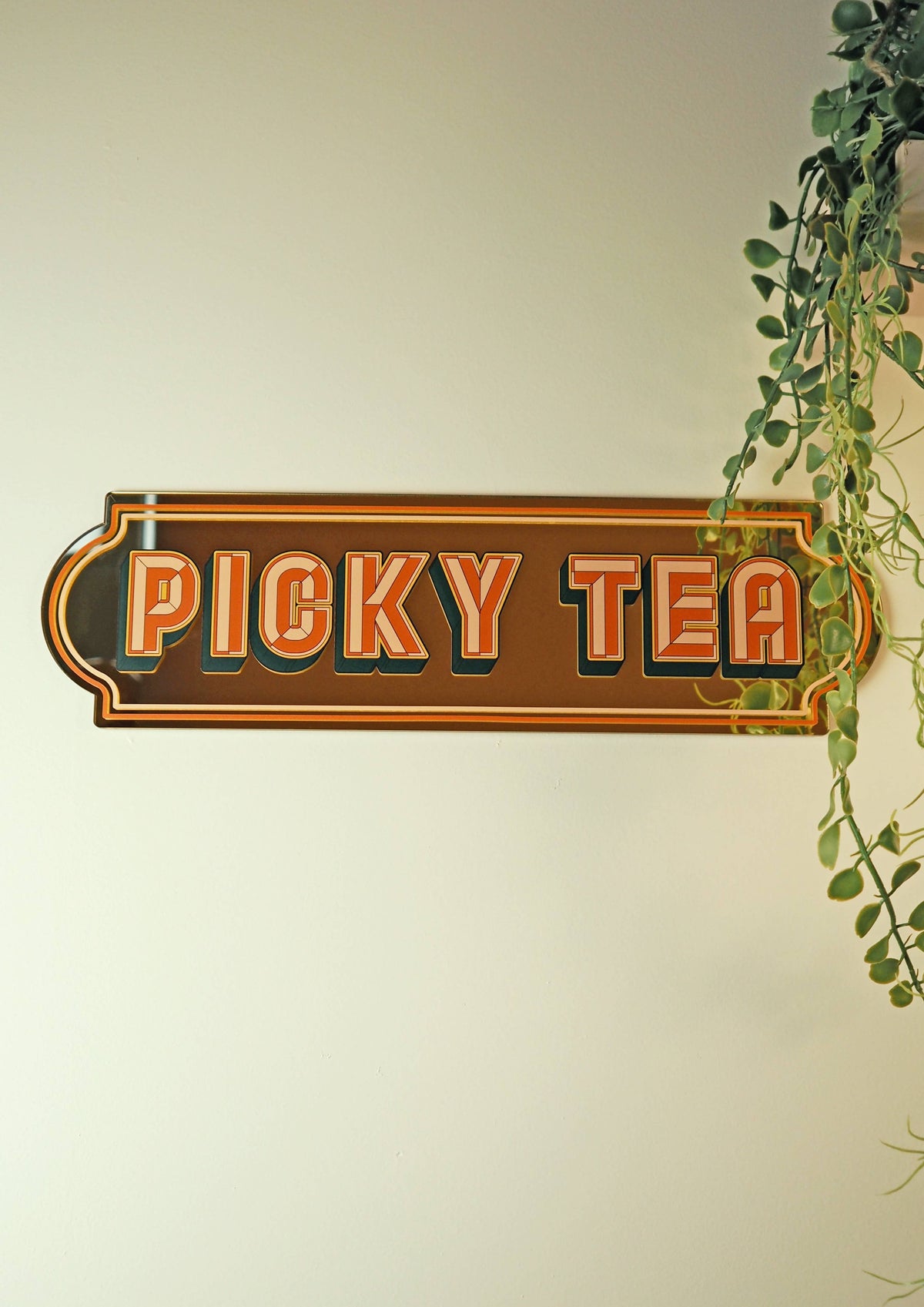 Picky Tea Rectangle Sign - Warm Gold 40cm x 11cm