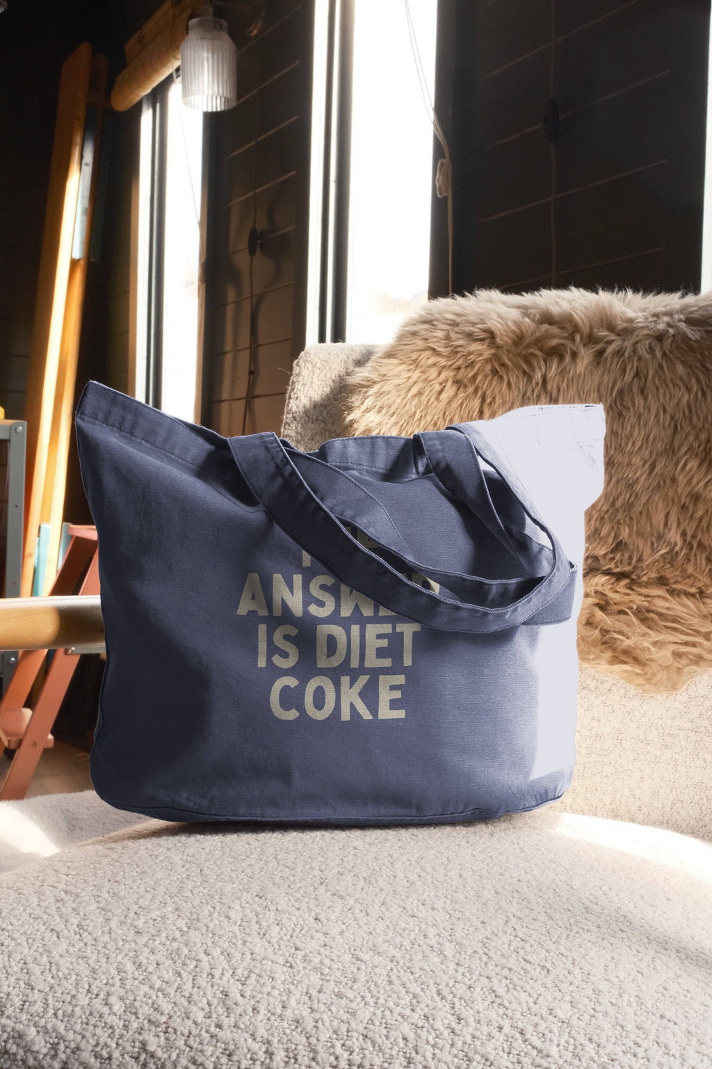 The Answer Is Diet Coke | Tote Bag: Vintage Denim