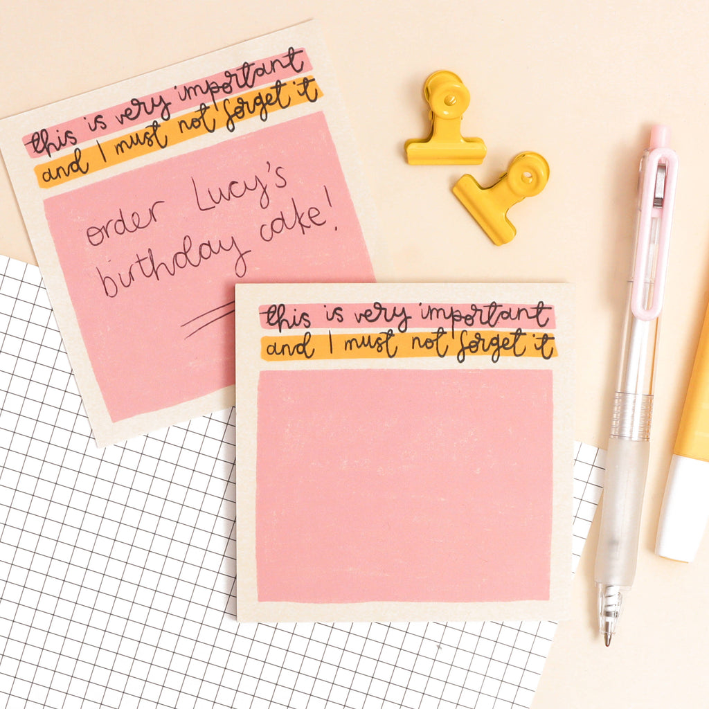 Memo pad - this is very important