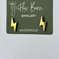 Tarnish Resistant Lightning Bolt gold stud earrings