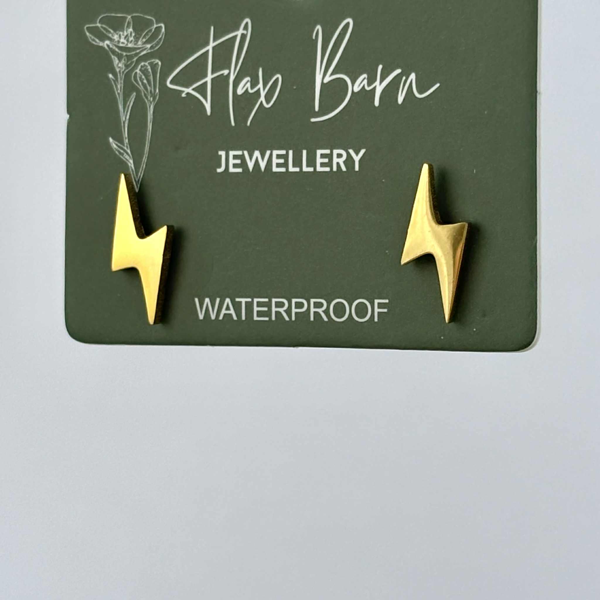 Tarnish Resistant Lightning Bolt gold stud earrings